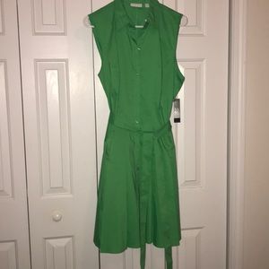 NY & Co Green Button Up Summer Dress with Tie